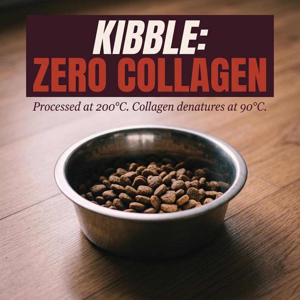 Kibble: zero collagen — processed at 200°C